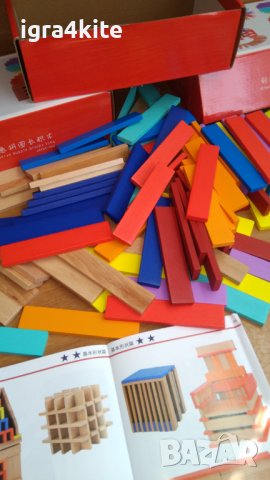 Креативен строител 100 бр. с дървени пластини от масивно дърво City Blocks, снимка 10 - Образователни игри - 36816217