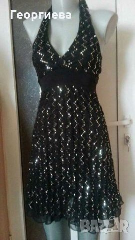 Луксозна черна рокля, на сребристи точки👗🌹 XS,S, S/M👗🌹арт.593