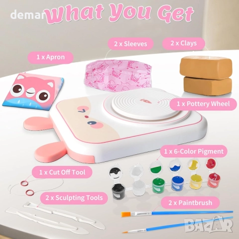Пълен комплект за грънчарство за начинаещи, Мини грънчарско колело, снимка 2 - Образователни игри - 52293444