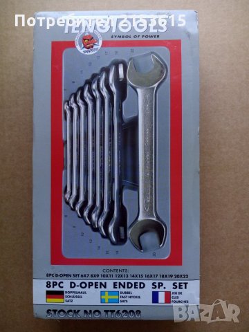 Teng Tools Гаечни ключове комплект 8 броя отворени 8-22мм Chrome Vanadium, снимка 6 - Ключове - 29562311
