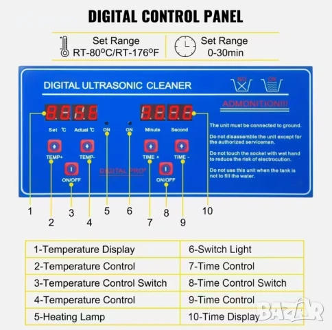 Ултразвукова дигитална почистваща вана 3  Литра / 40 kHz, снимка 5 - Други инструменти - 50497921