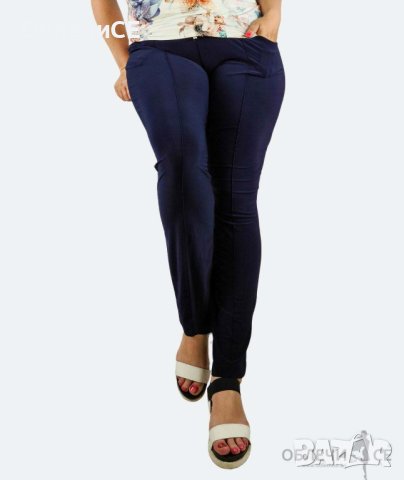 Летен дамски панталон в голям размер – тъмно син, снимка 2 - Спортни екипи - 40422369