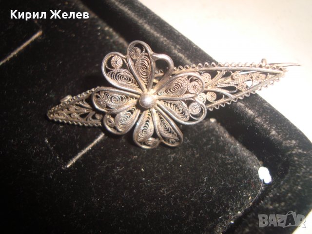 ЮВЕЛИРНО РЪЧНО ИЗРАБОТЕНА СТАРИННА СРЕБЪРНА ФЛОРАЛНА БРОШКА АРТ НУВО РЕТРО АРТ БИЖУ ФИЛИГРАН 17254, снимка 10 - Антикварни и старинни предмети - 31196307