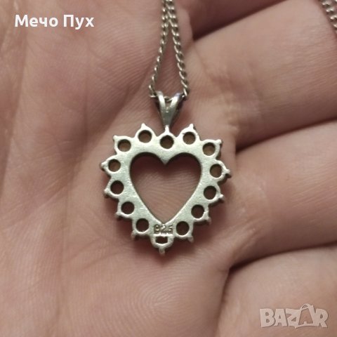 Сребърен синджир с висулка сърце (204), снимка 6 - Колиета, медальони, синджири - 42867901
