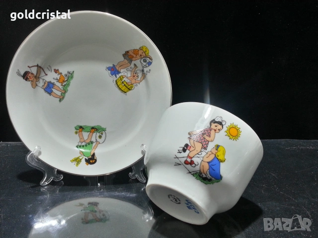 Стар български порцелан детски комплект 