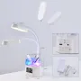  Промоция .   LED настолна лампа с държач за писалка и USB порт / RGB светлина / Светещ Часовник, снимка 2