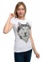 Нова дамска тениска с дигитален печат Хъски със сини очи, снимка 8