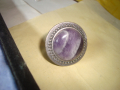 СКЪПОЦНЕН ПОСРЕБРЕН МОДЕН ХЕНД - МЕЙД АРТ РЕГУЛИРУЕМ ПРЪСТЕН с ГОЛЯМ ШЛИФОВАН АМЕТИСТ 60981, снимка 4
