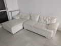 Комплект 2 дивана, бяла еко кожа – разтегателен, снимка 2