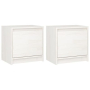 vidaXL Нощни шкафчета, 2 бр, бели, 40x30,5x40 см, бор масив（SKU:808056