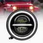 Комплект Кръгли LED фарове 7″ 70W H4 букса, къси – T102, снимка 1