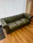 Честърфийлд chesterfield кожен диван тройка , снимка 1