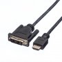 Кабел DVI към HDMI Roline 11.04.5532 Черен, 3м DVI-D to HDMI High Speed, снимка 2