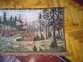 Гоблен пано за стена немско 126х66см с ресните Къща в гората, снимка 5