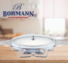 Съд за затопляне Bohmann, 3л. овал, 2 свещи, Стоманен капак, Стъкло, Инокс, снимка 3