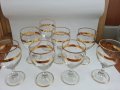 Ретро стъклени кристални чаши с златен кант , снимка 3
