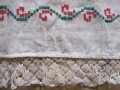 Кърпа, месал, ръчна бродерия и дантела, 144х48см., снимка 5
