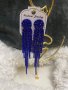 Нови луксозни кристални дълги сини блестящи капкови обеци , снимка 2