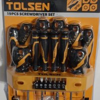 Комплект отвертки и битове Tolsen GriPro 19 части, с органайзер-поставка за стена, снимка 4 - Отвертки - 39023351