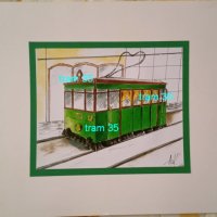 Рисунка графика Зелен трамвай, снимка 1 - Картини - 42216785
