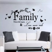 Family текст семейство лепенка стикер самозалепващ за стена, снимка 1 - Други - 34253910