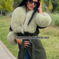 Дамско луксозно палто кашмир вълна и лисица код 86, снимка 1 - Палта, манта - 34321742