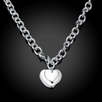     Очарователно сребърно колие с висулка сърце бижута любов огърлица посребрено ланец ланче медальо, снимка 8 - Колиета, медальони, синджири - 38358759