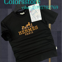 Мъжка Черна тениска Hermes  код VL45S, снимка 1 - Фигурки - 43107458