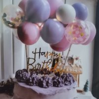10 бр мини балони балончета и сламки топери за украса на торта , снимка 8 - Други - 27240012