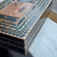 Страхотна дървена кутия за лули с интарзии - лула, кутия, снимка 3 - Антикварни и старинни предмети - 44657855