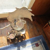 Уникален немски декантер еленов рог свещник изба трофей, снимка 1 - Колекции - 31656766