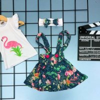 Летен комплект фламинго, снимка 1 - Детски рокли и поли - 31882297
