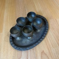 Метални чаши с поднос, снимка 6 - Антикварни и старинни предмети - 42838038