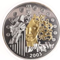 50 евро Френска Позлатена Сребърна монета 2003 1кг , снимка 1 - Нумизматика и бонистика - 40792796