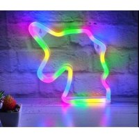 LED лампа, неонова, за стена, еднорог, многоцветен, USB, 22x22см, снимка 4 - Лед осветление - 42626036