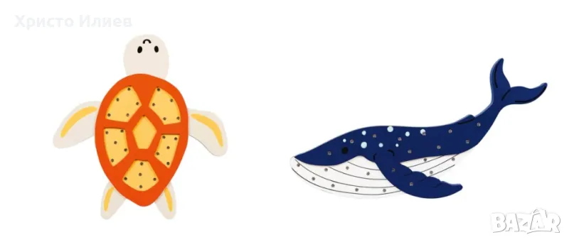 LED лампа за детска стая Нощна лампа животно кит костенурка - 2 вида, снимка 1