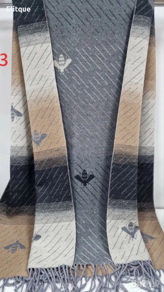 Кашмирен шал на пчели уникален дизайн две лица, снимка 1