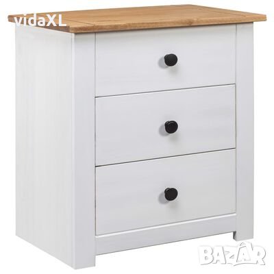 vidaXL Нощно шкафче, бяло, 46x40x57 см, бор, стил Панама(SKU:282654, снимка 1