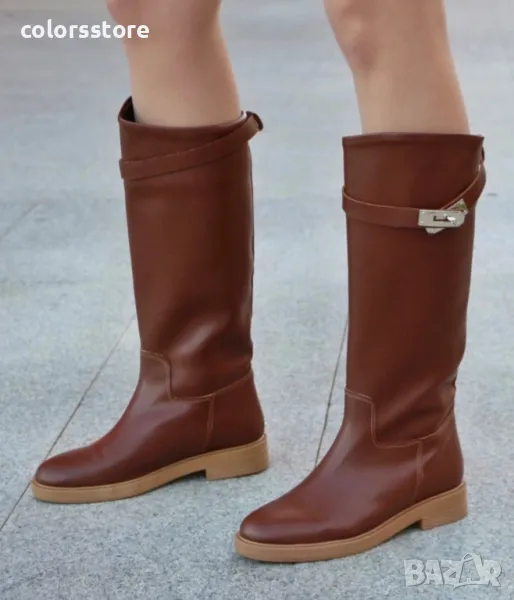 Равни ботуши - кафява кожа - НS22, снимка 1