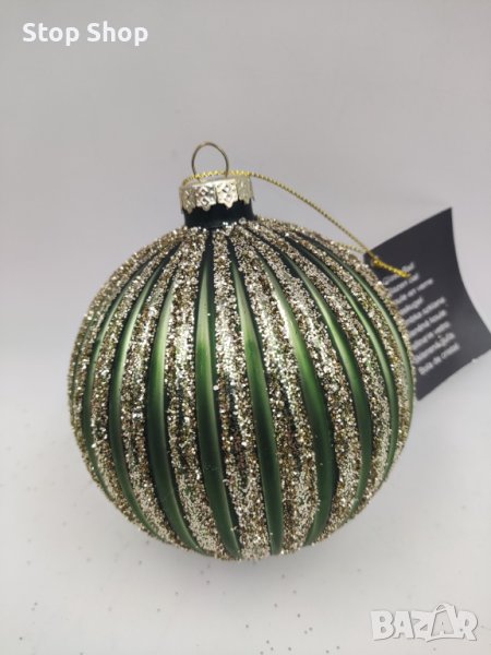 Стъклена коледна топка 10 см диаметър   Ръчно изработена , снимка 1