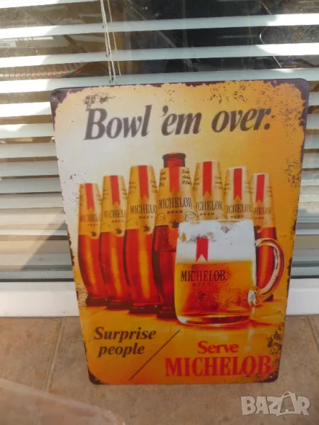 Метална табела бира Michelob бутилки халба чешка немска сюрприз, снимка 1