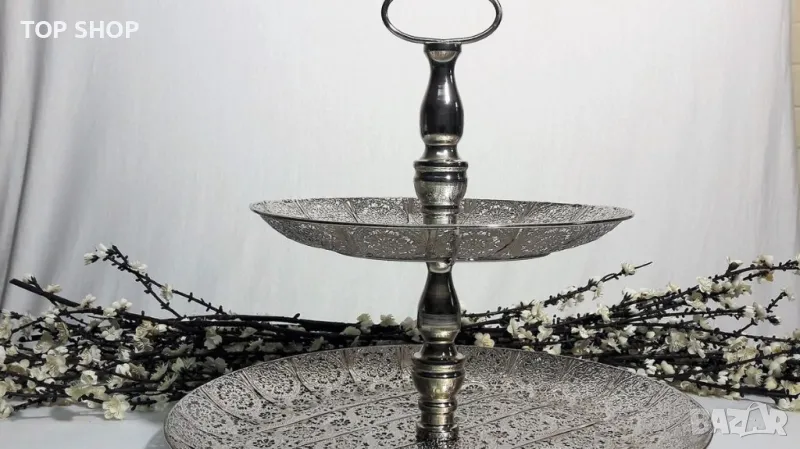 Голяма метална етежерка с две нива- 50 см, снимка 1