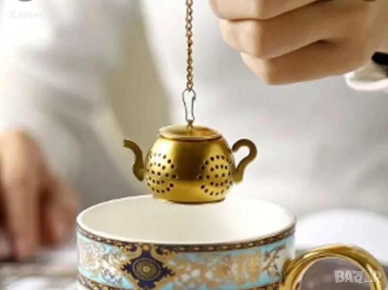 Цедка за чай комплект с лъжичка, снимка 1