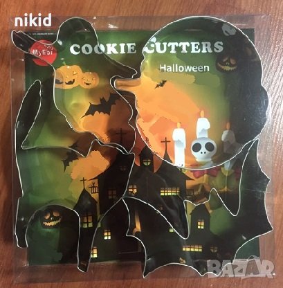 4 големи метални тиква дух прилеп котка Хелоуин Halloween резци резец форма форми за сладки , снимка 1