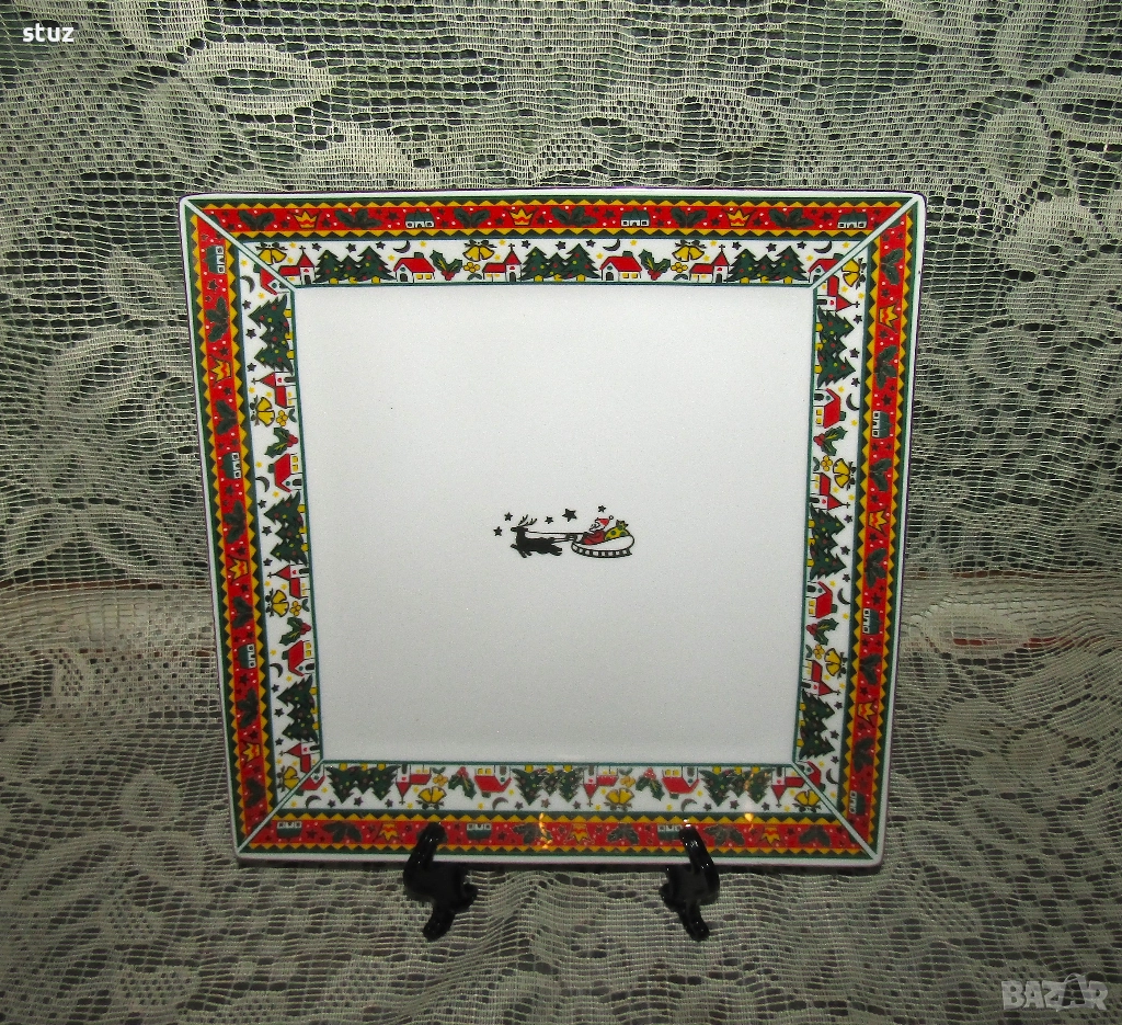 Порцеланово плато с коледни мотиви, ново, снимка 1