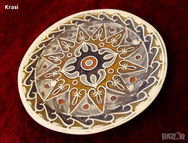 Бронзова чиния Cloisonne,Клоазоне, снимка 1