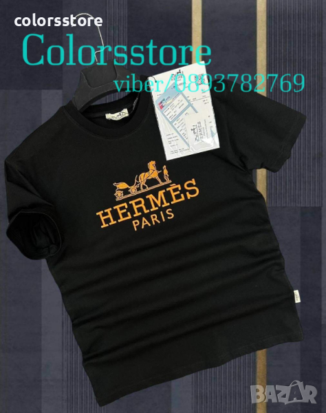 Мъжка Черна тениска Hermes  код VL45S, снимка 1