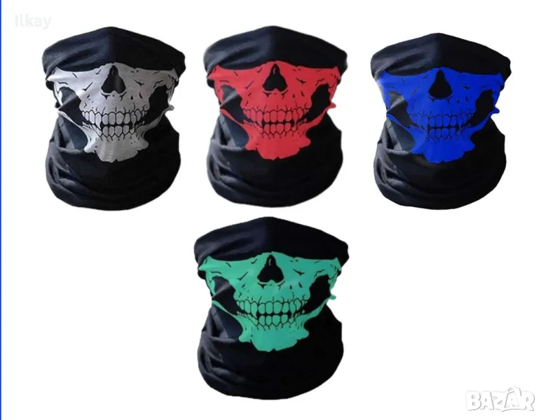 Маска за лице с шарка на череп БЯЛ/ЧЕРВЕН/СИН/ЗЕЛЕН, снимка 1