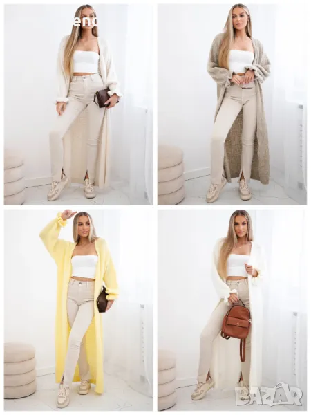 Дълга дамска пуловерна жилетка, 4цвята , снимка 1