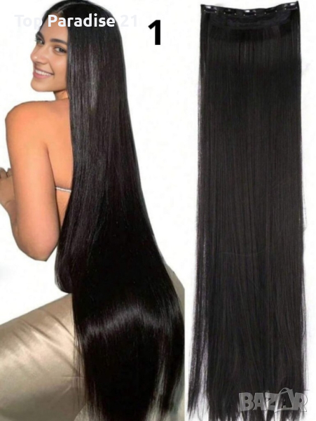Качествена дълга коса/ цял екстеншън за по-голям обем и дължина на косата 100гр, дължина 60см, снимка 1